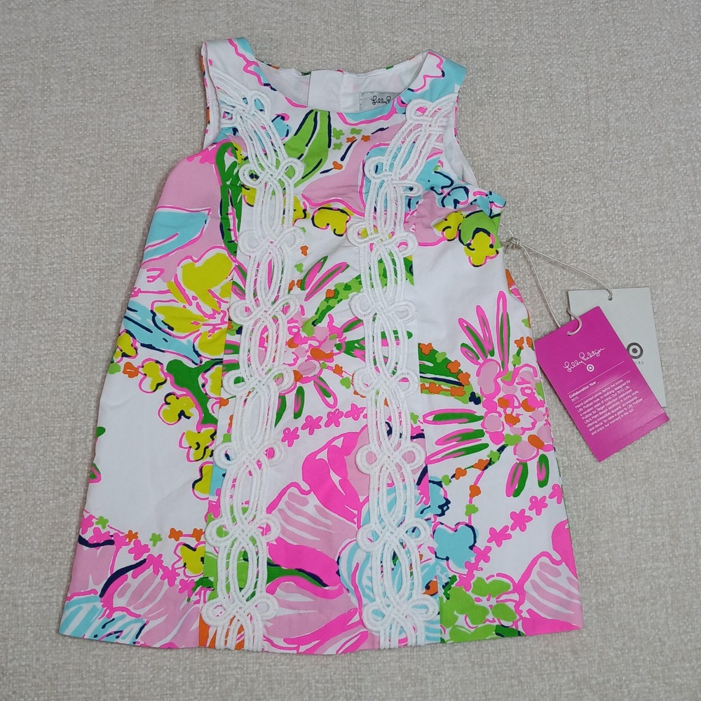 NWT Lilly Pulitzer For Target Dress Baby Girl 18M New Floral Shift Pineapple Zip